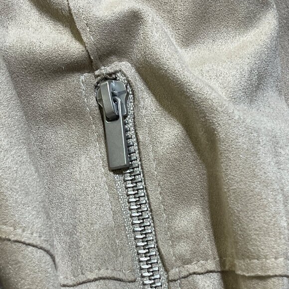 KUT From The Kloth Faux Suede Jacket Size M Medium Tan Drape Front - Picture 4 of 7